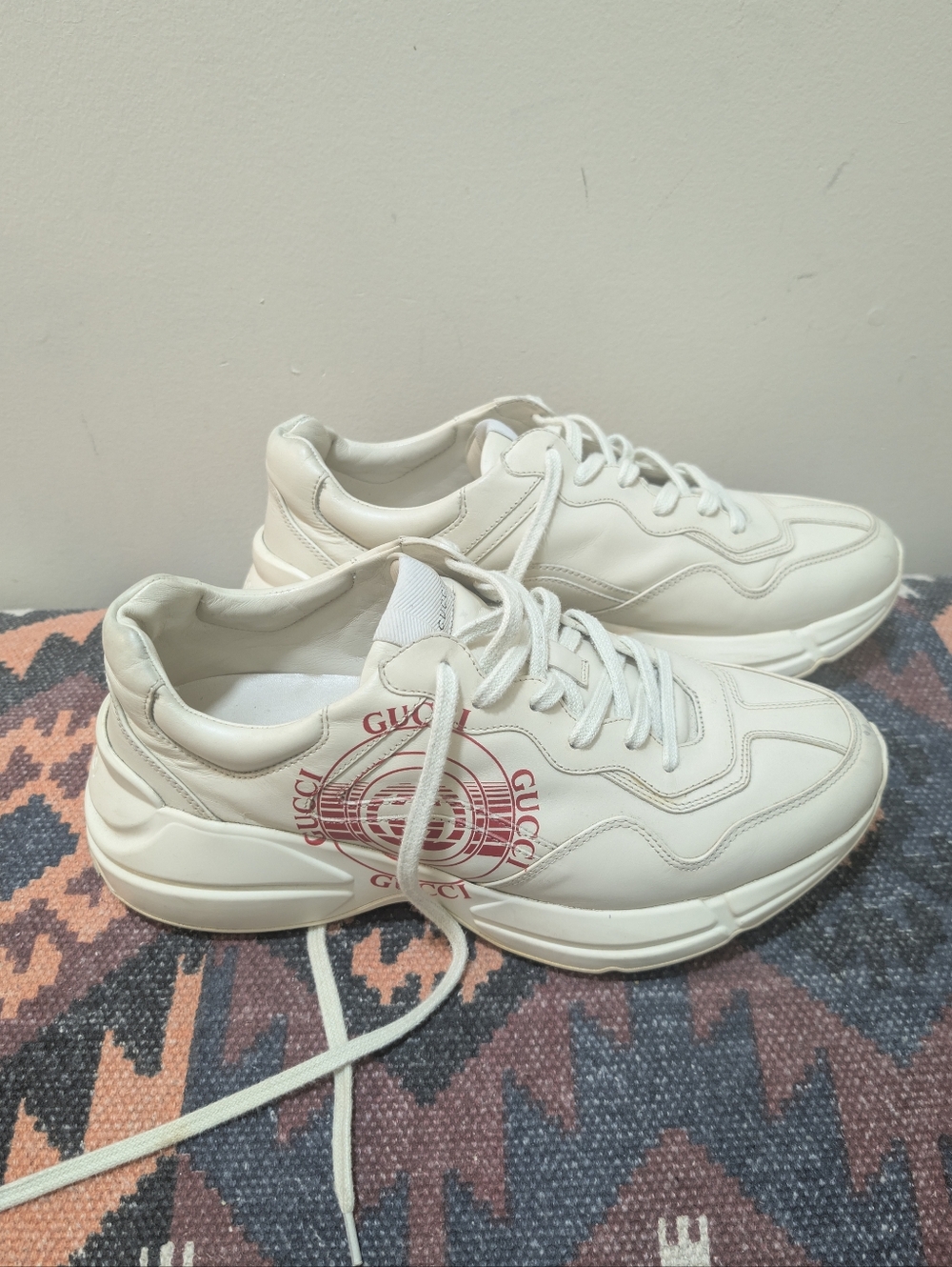 Gucci Rhyton Cream Leather Men's Sneakers Size US 9, Gucci 8